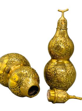 厂家开盖黄铜葫芦大小号八卦开口铜葫芦摆件中式工艺品