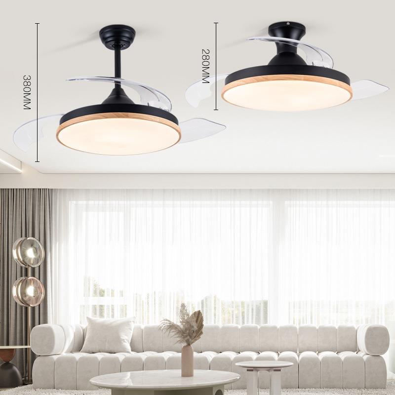 隐形吊扇灯餐厅风扇灯家用带吊灯现代简约客厅电风扇中山扇叶