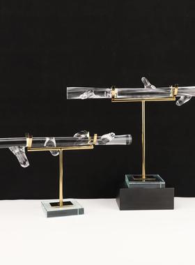 欧式金属水晶柱样板房售楼部卧室客厅书房餐厅电视柜软装饰品摆件