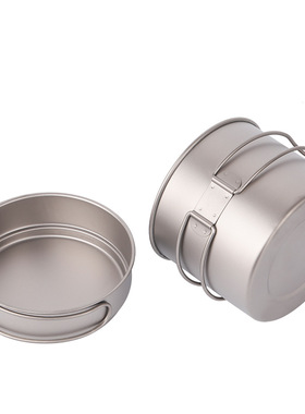 露营户外轻量钛套锅煎汤锅野炊做饭1100ml长柄Ta8327B-1