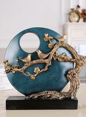 创意欧式玄关装饰品北欧摆件工艺品客厅酒柜家居装饰竹子太阳花盘