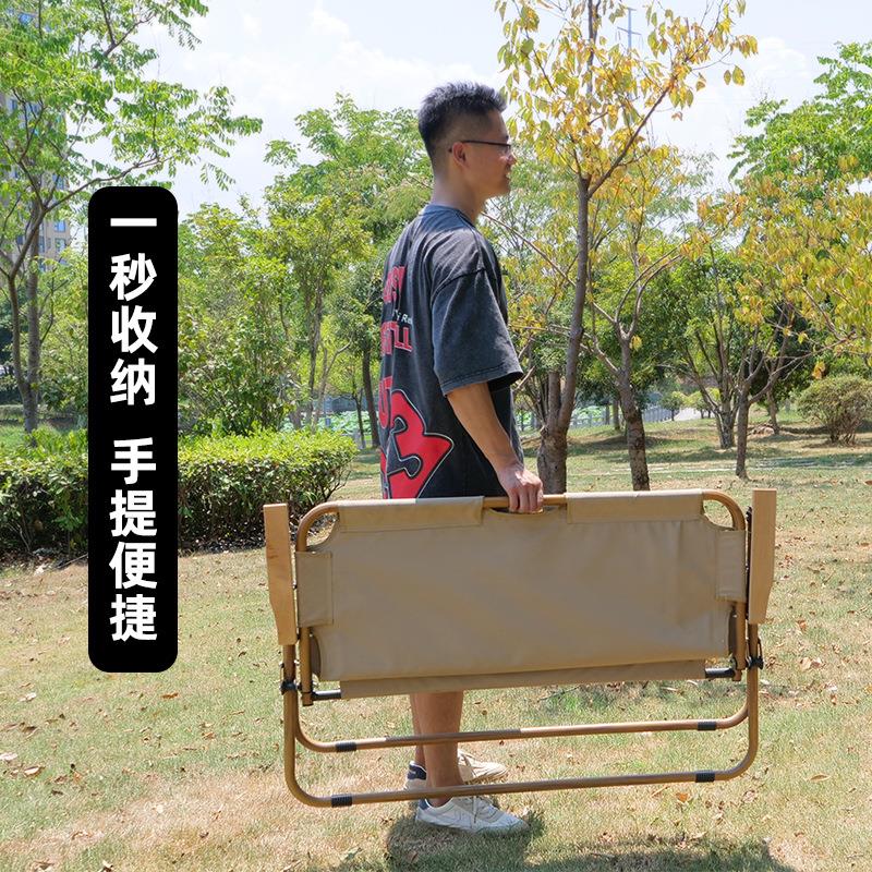 户外碳钢铁管折叠椅露营烧烤钓鱼休闲便携情侣椅靠背椅野餐双人椅
