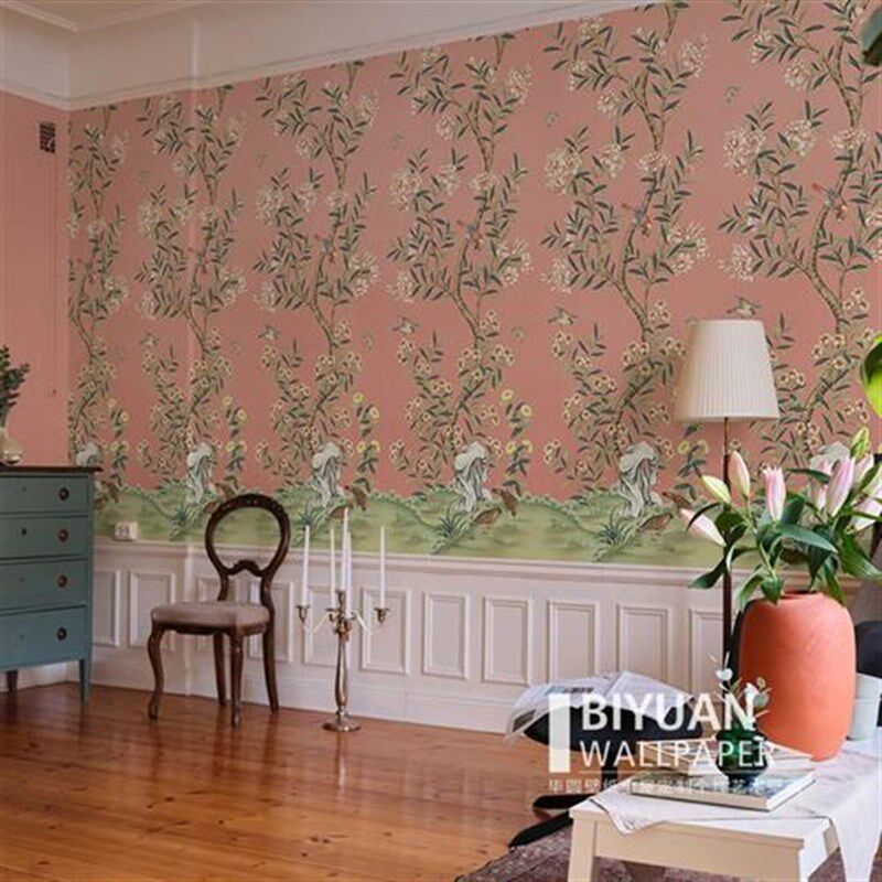 古典庭院花鸟壁画客厅p影视墙壁纸中式法式墙布卧室背景墙壁画定