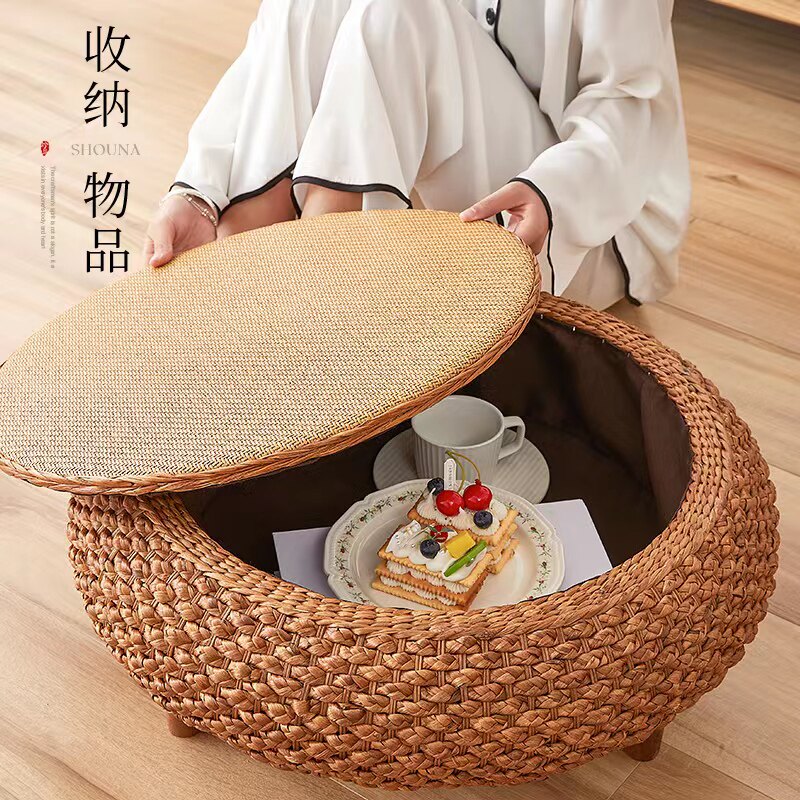 夏麻绳编织日式蒲团地上坐垫客厅阳台榻榻米M飘窗喝茶藤编坐墩茶