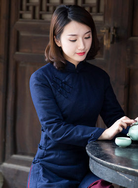 中式棉袄女中国风唐装女冬装 加厚旗袍小棉袄茶服民国风复古女装