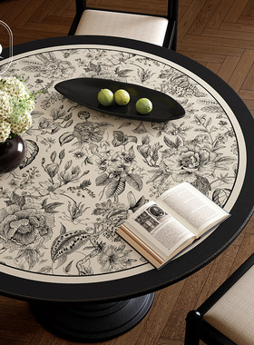 宁芙花园法式轻奢高级感圆桌垫pvc防水防油家用圆形餐桌保护垫