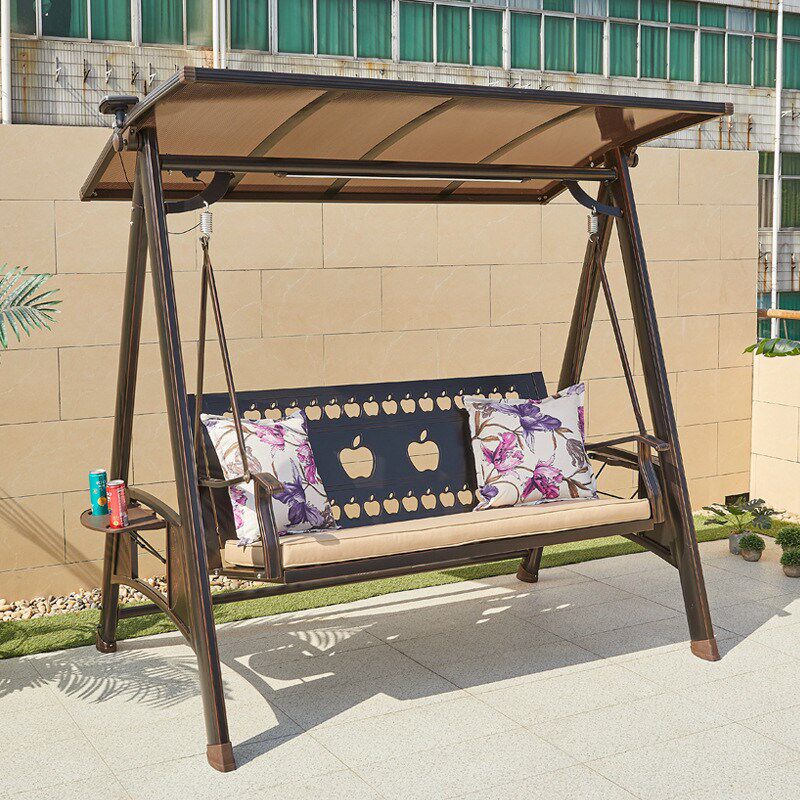 户外秋千摇椅露台庭院设计花园三人吊I椅网红室外别墅铸铝荡秋千