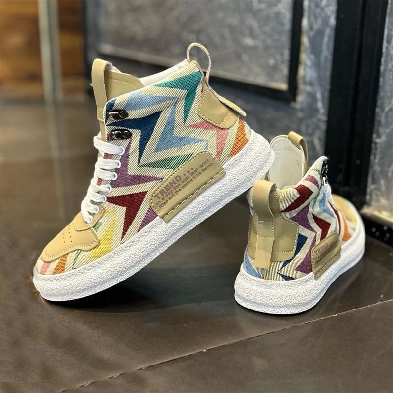 男鞋2025春季新款透气高帮鞋潮流百搭时尚板鞋布面软底潮款休闲鞋