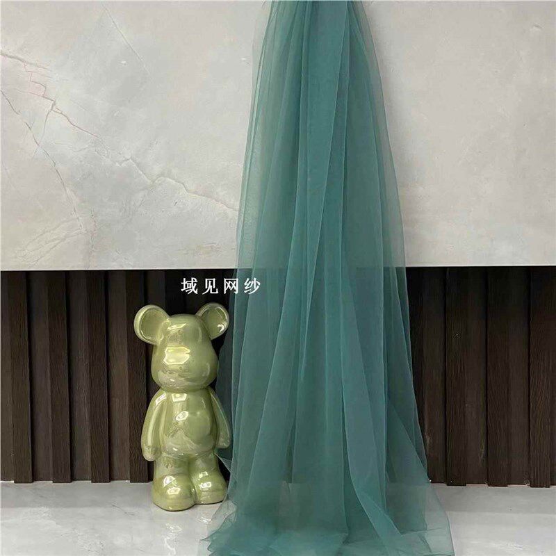 绿色纱幔68e531中式国风薄幼园环创庆网纱婚背景布料软纱古儿风纱