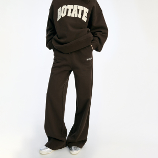 美式 休闲裤 棕色直筒松紧腰logo时尚 卫裤 简约运动长裤 Rotate