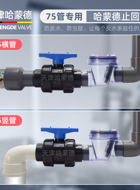 哈蒙德止逆阀75厨房下水道防反水止回阀pvc排水管逆止阀单向阀水