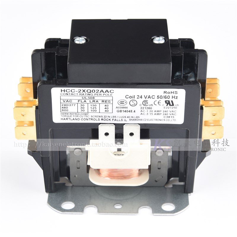 24V 30A HCC-2XQ02AAC UL CSA CUL 工业风扇筒扇用双极交流接触器