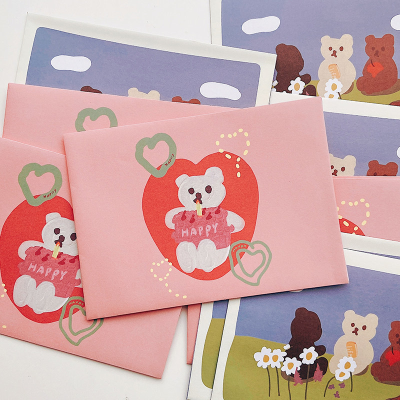ins自制可爱甜粉色卡通小熊表白情书信封信纸套装告白利器小纸袋,金属材料及制品,金属罐/桶/瓶,淘宝优惠券,粉丝福利购,淘宝优惠卷