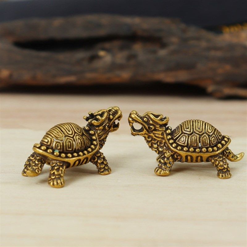 复古黄铜招财龙头玄武龟办公室摆件纯铜实心铜器客厅卧室居家摆设