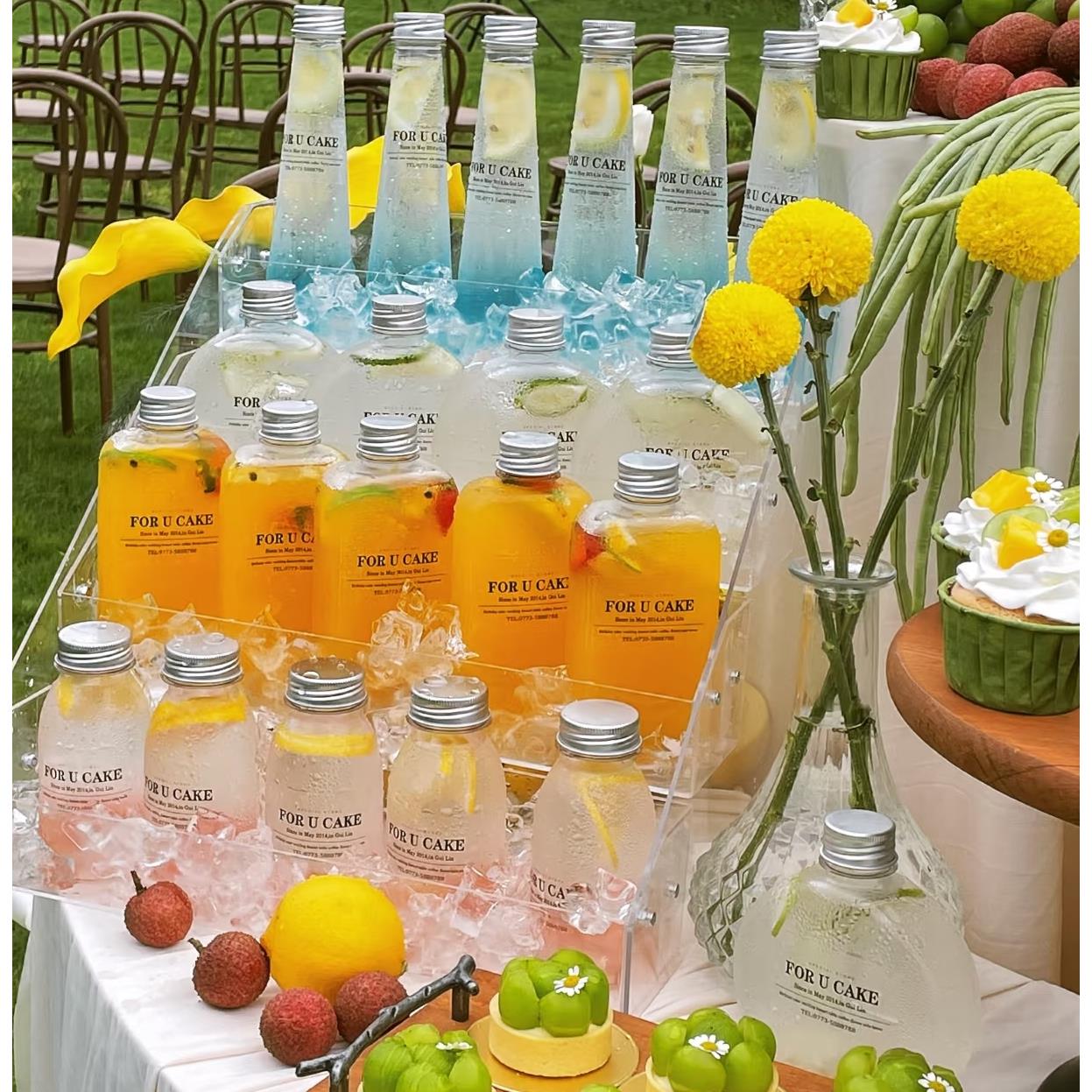 夏日高颜值饮品 婚礼甜品台果汁奶茶杯汽泡水瓶子装饰贴纸卡片