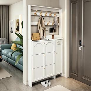 实木鞋柜家用门口包安装鞋柜挂衣架一体窄鞋柜超薄翻斗入户门鞋柜