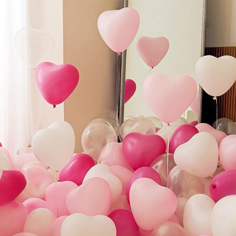爱心形气球粉色加厚乳胶飘空气球情人节求婚表白生日场景装饰布置