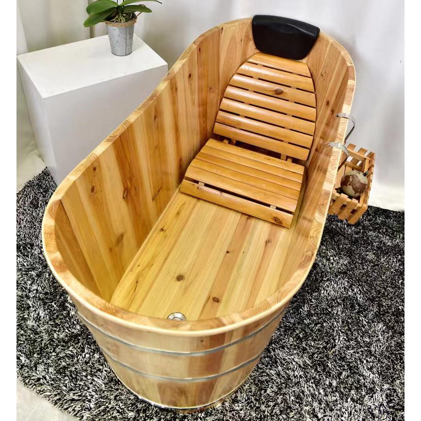 加厚泡澡木桶浴桶成人浴缸沐浴桶家用洗澡盆实木汗薰蒸桶浴缸带盖
