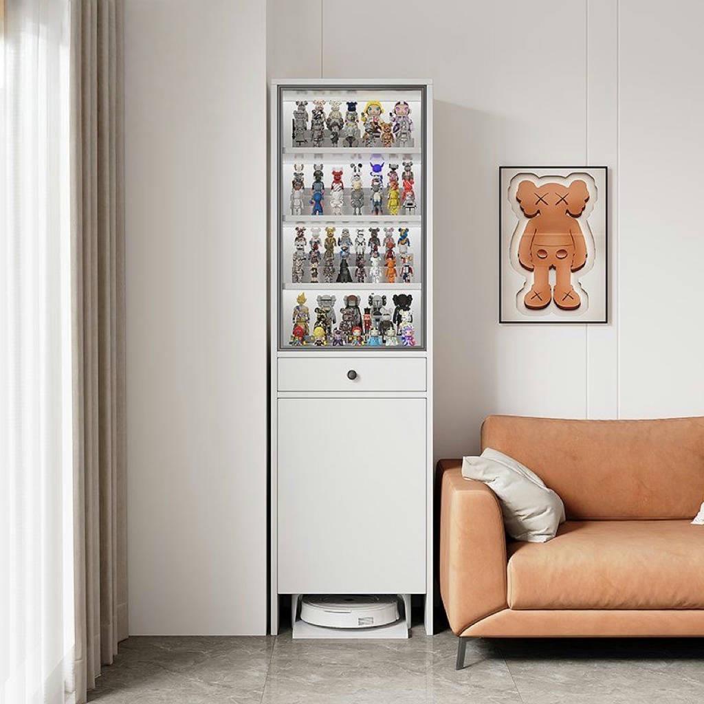 新款客厅落地玻璃展示柜家用扫地机器人基站收纳柜储物柜子置物柜