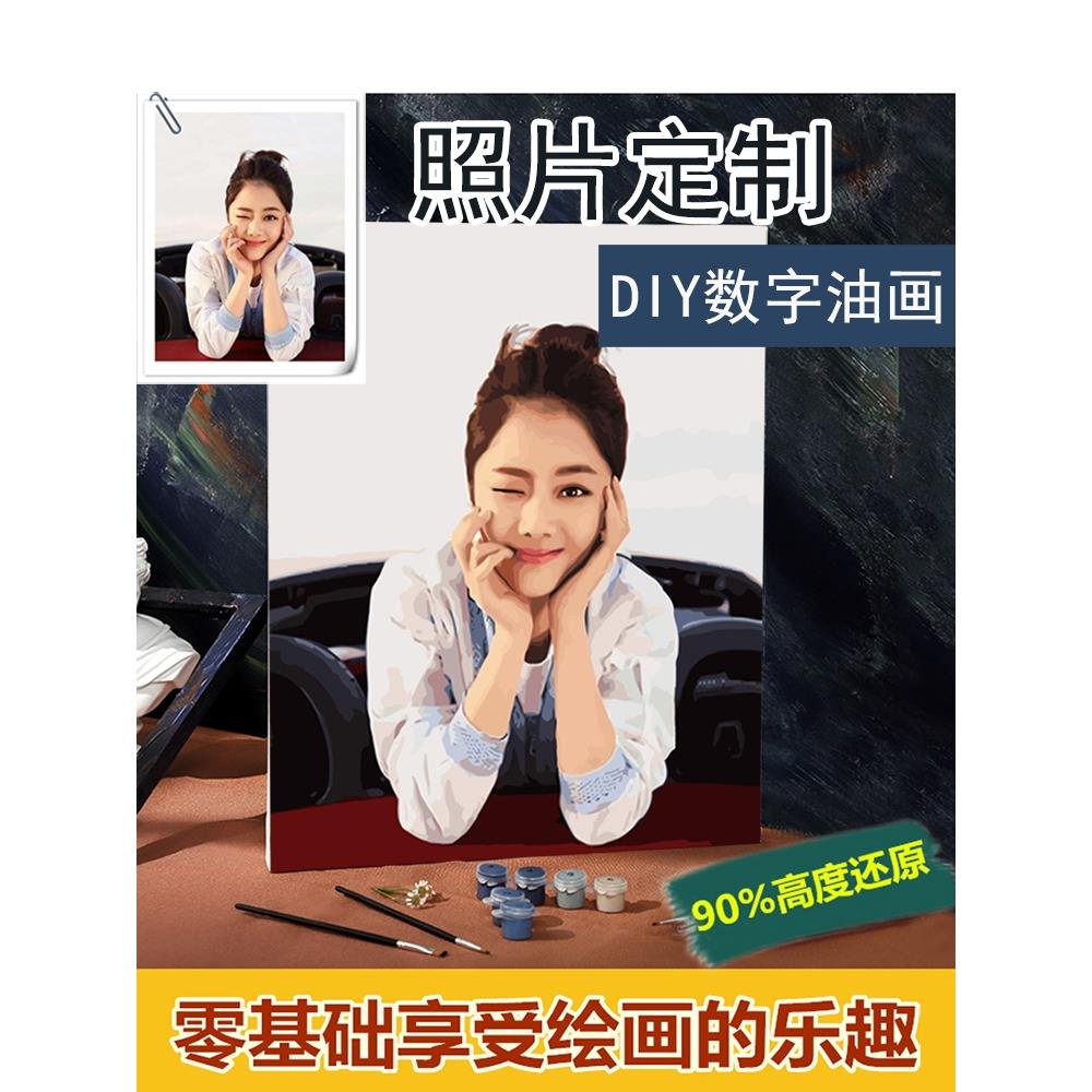 diy数字油画填充定制油彩减压照片人物手绘丙烯画画填色装饰画图片