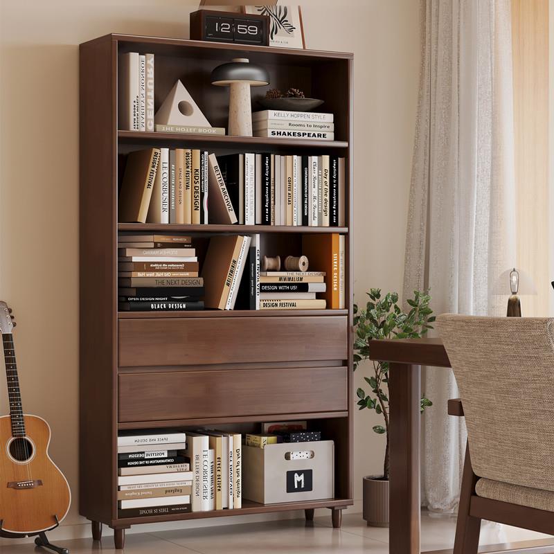 实木书柜书架落地简约现代客厅书房柜子卧室简易收纳架柜家用学生