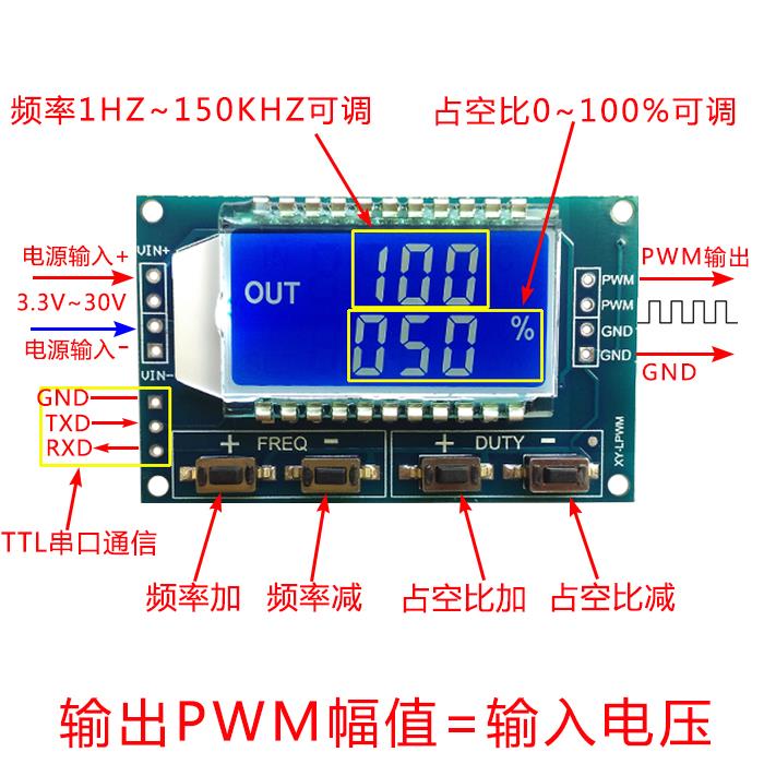 PWM脉冲频率占空比可调 模块 方波矩形波信号发生器 XY-LPWM