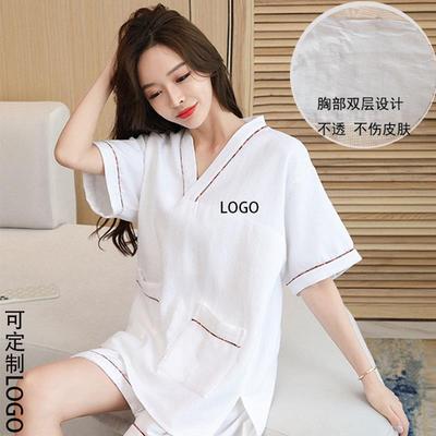 高档汗蒸服女纯棉大码男士浴衣足疗服桑拿洗浴中心浴服可定制LOGO