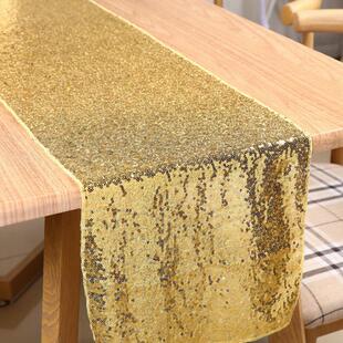 亮片桌旗现代简约酒店装饰茶几桌旗婚庆生日宴会婚礼电视柜装饰