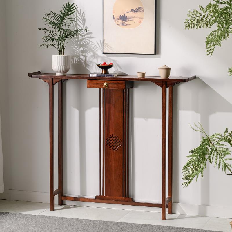 胡桃木实木新中式玄关桌长条几窄条桌供桌香案家用入户玄关台条案