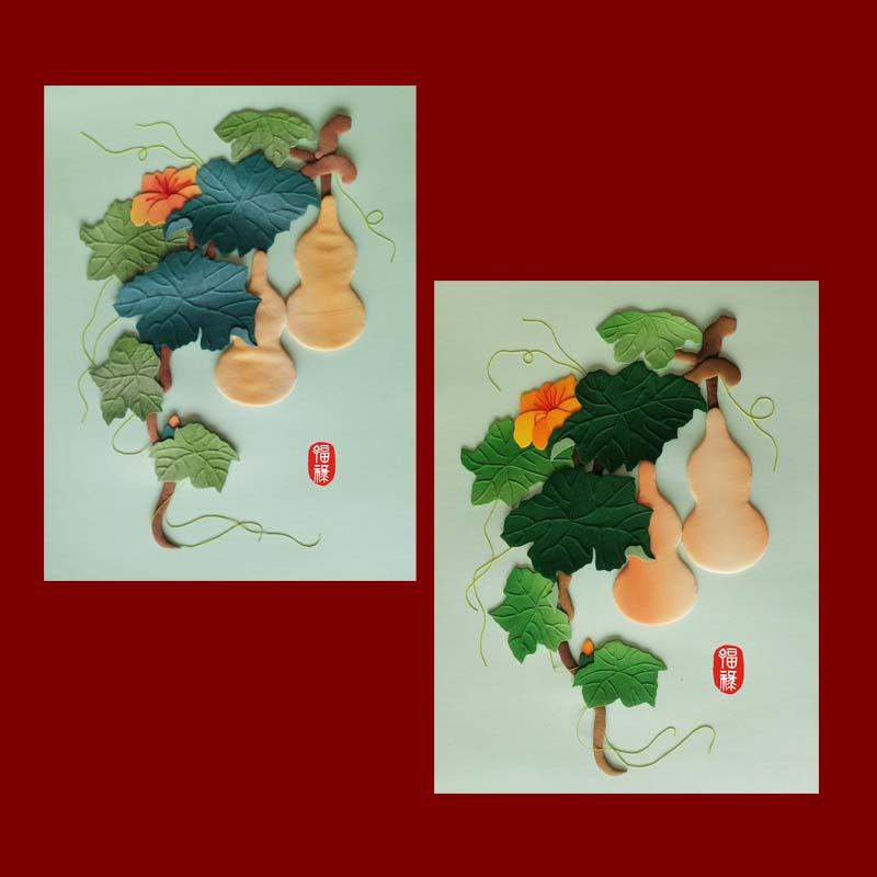 非遗8K/A3布贴画国风布艺堆绣贴画材料DIY材料包 丝绫堆绣