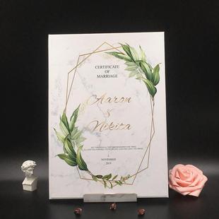 手工ins风客制A4大理石纹香港结婚证书套新款婚书套证书保护套