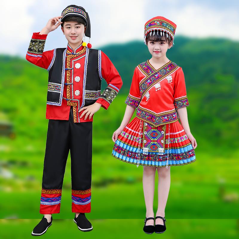 儿童阿昌族民族服装舞蹈服土族表演服装幼儿园合唱门巴族舞台演出