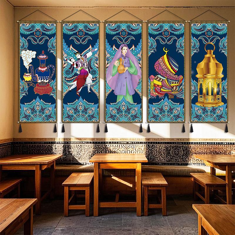 回族壁画挂画挂布民族风特色餐厅饭店装饰布画民宿背景墙玄关挂画图片