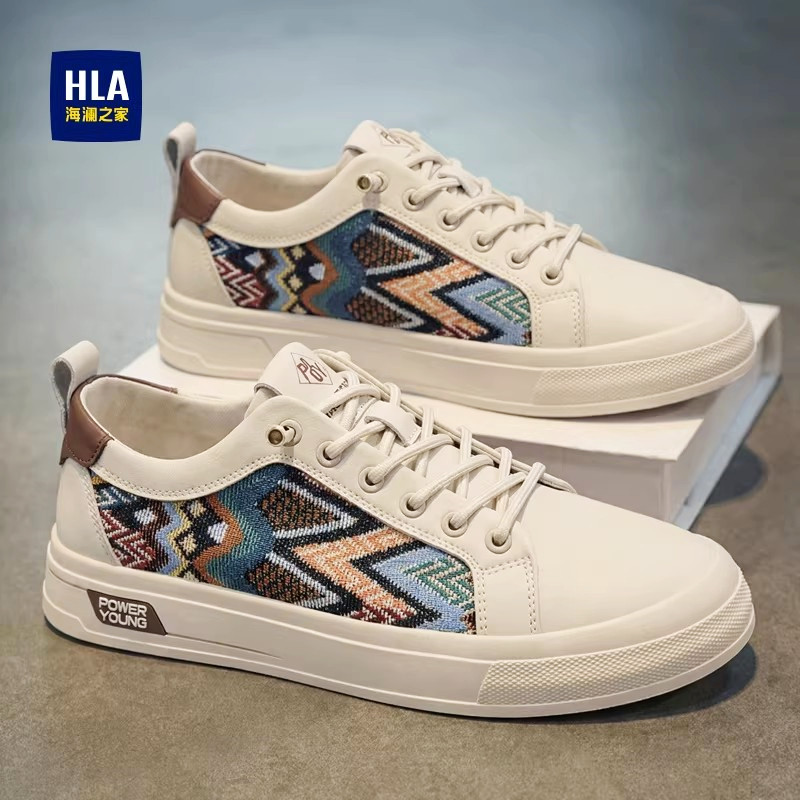 海澜之家帆布男鞋春季透气百搭休闲板鞋懒人一脚蹬运动软底小白鞋