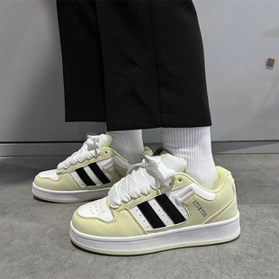 鞋子百搭高级感板鞋休闲面包鞋男款 秋冬K厚底情侣白色运动鞋女潮