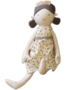 童话公主布娃娃女孩亚麻布艺碎花裙花纹可爱O儿童礼物家居饰品摆