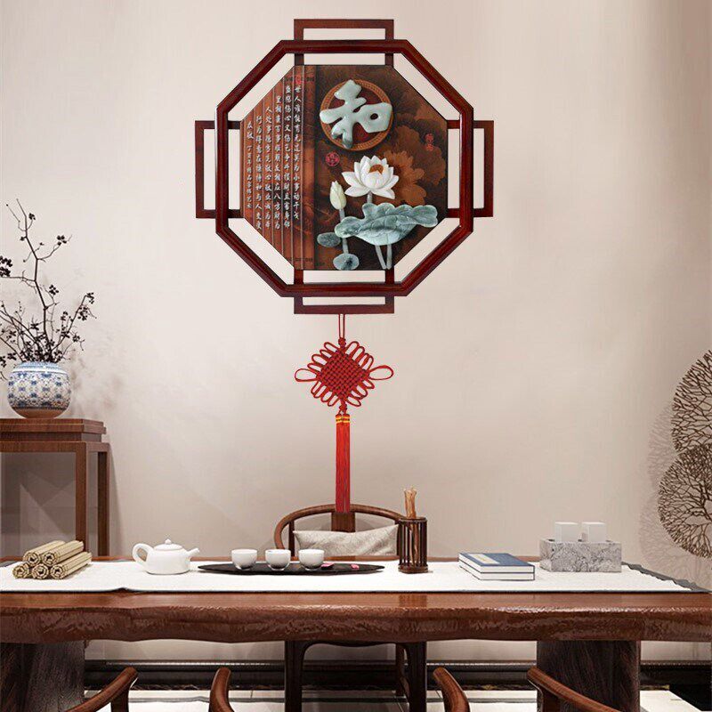 客厅装饰画实木玄关挂画装饰画样板房沙发背景墙浮雕体Z客厅过道