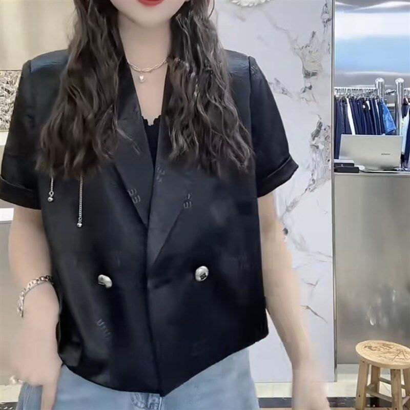 短款西装短袖女2025年夏季新款韩版设计感修身小众时尚小西服外套