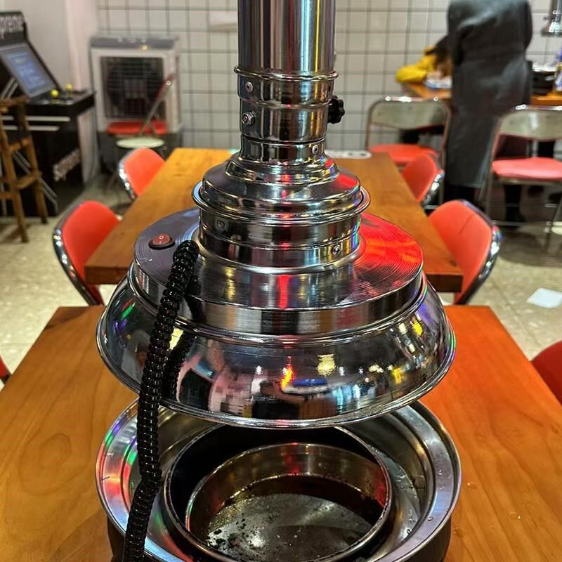 烤肉店排风设备烧烤排风管吸烟y灯罩反向加粗伸缩上排烟风机玻璃