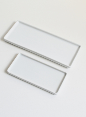 白灰色 日式陶瓷大小托盘浴室y卫生间洗漱收纳牙刷置物盘子长方形