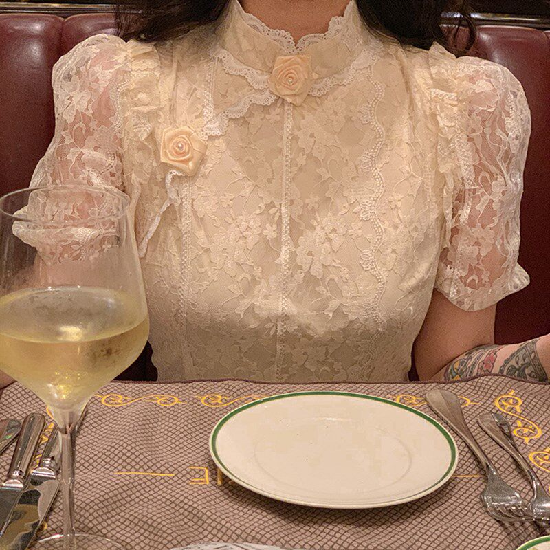 麓津自制《闺中玫瑰香槟》2021夏季日常复古俏皮少女短款改良旗袍