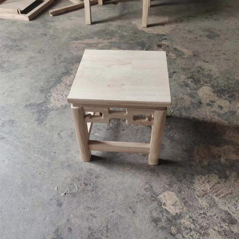 新中式方凳橡木全实木矮凳白茬换鞋凳白胚坯经济S型简约休闲小凳