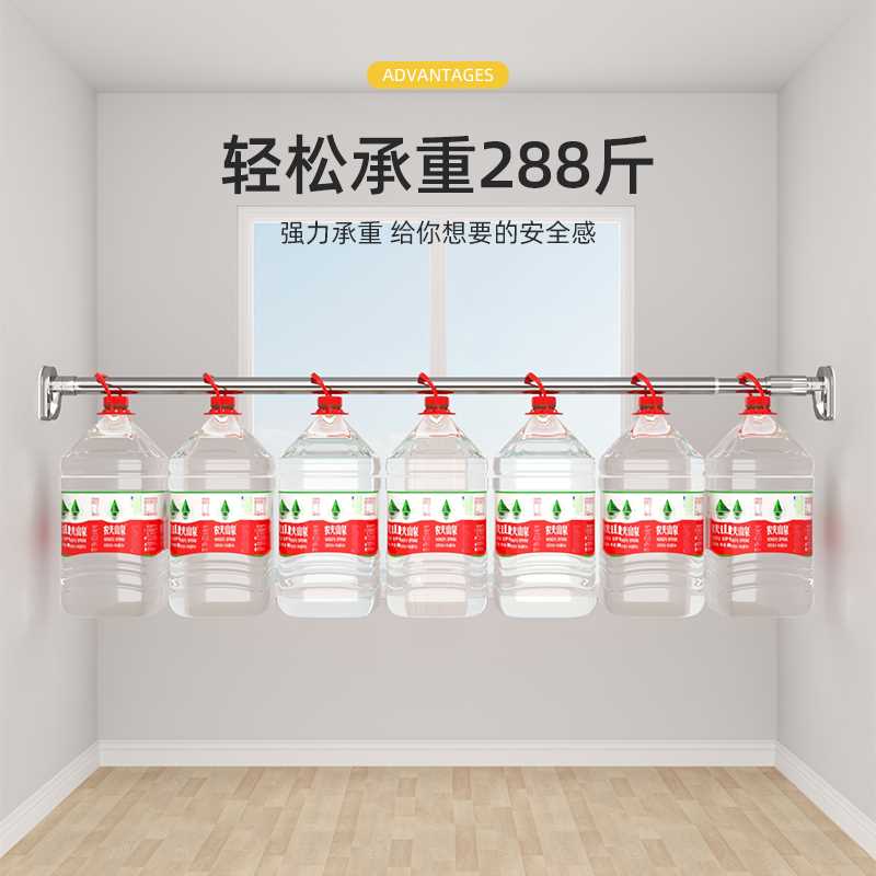 免打孔伸缩杆窗帘杆衣柜支撑杆晾衣杆卫生间卧Q室不锈钢收缩浴帘