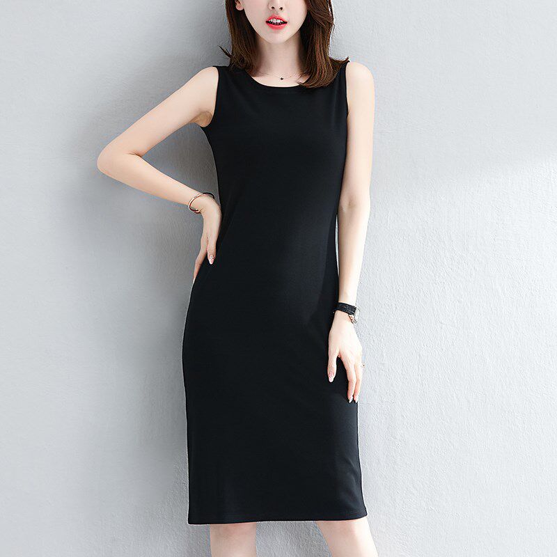 春秋打底连衣裙中长款纯棉吊带背心裙女新款夏季外穿宽松西装内搭