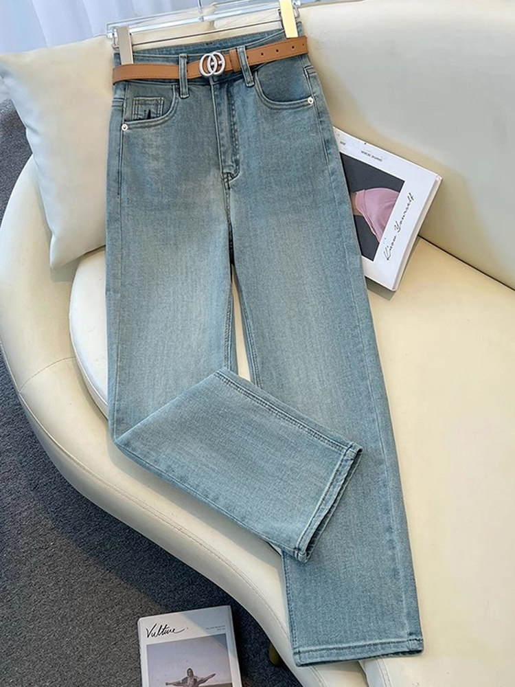 窄版直筒牛仔裤女2025春夏季新款小个子九分裤女士显瘦显高烟管裤