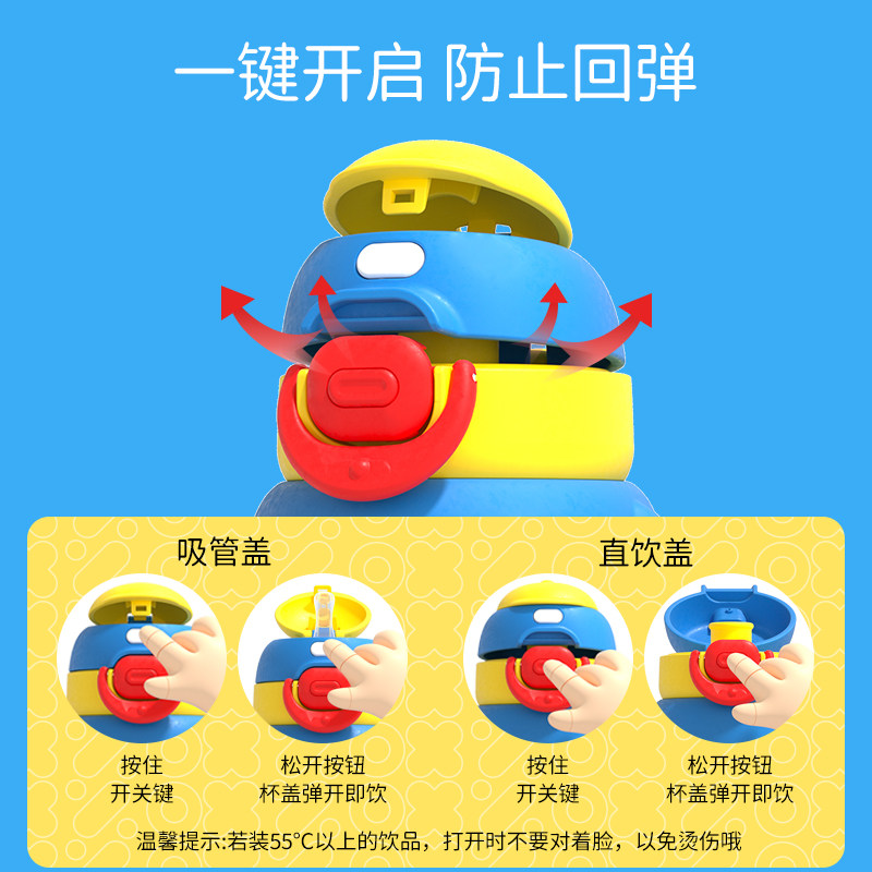 儿童水杯夏季带吸管直饮一盖两用小学生幼儿园宝宝便携Z大容量水