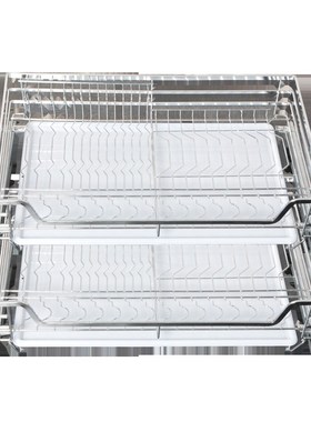 橱柜厨房拉篮304不锈钢650 700 750 800 850 900柜体碗.碟篮双层