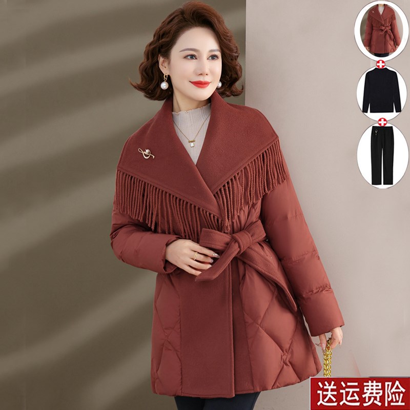 中年妈妈秋冬棉衣外套洋气新款收腰显瘦中老年女冬装羽绒棉服时尚