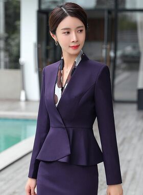 职业装女套装新款正装时尚气质修身工装长袖西装美容院工作服套裙
