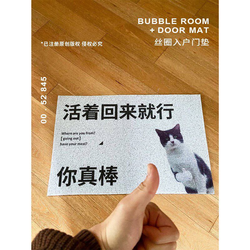 活着回来就行进门地垫猫狗入户门口丝圈搞笑地毯脚垫门垫pvc地垫